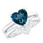 2 Carat London Blue Topaz Heart Ring Set with Diamond