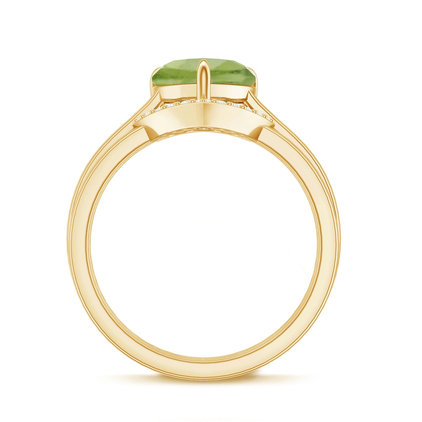 Natural 2 Carat Heart Shape Peridot Wedding Ring Set of 2 with Diamond