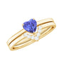 Natural Heart Shape Tanzanite Diamond Wedding Engagement Ring Set