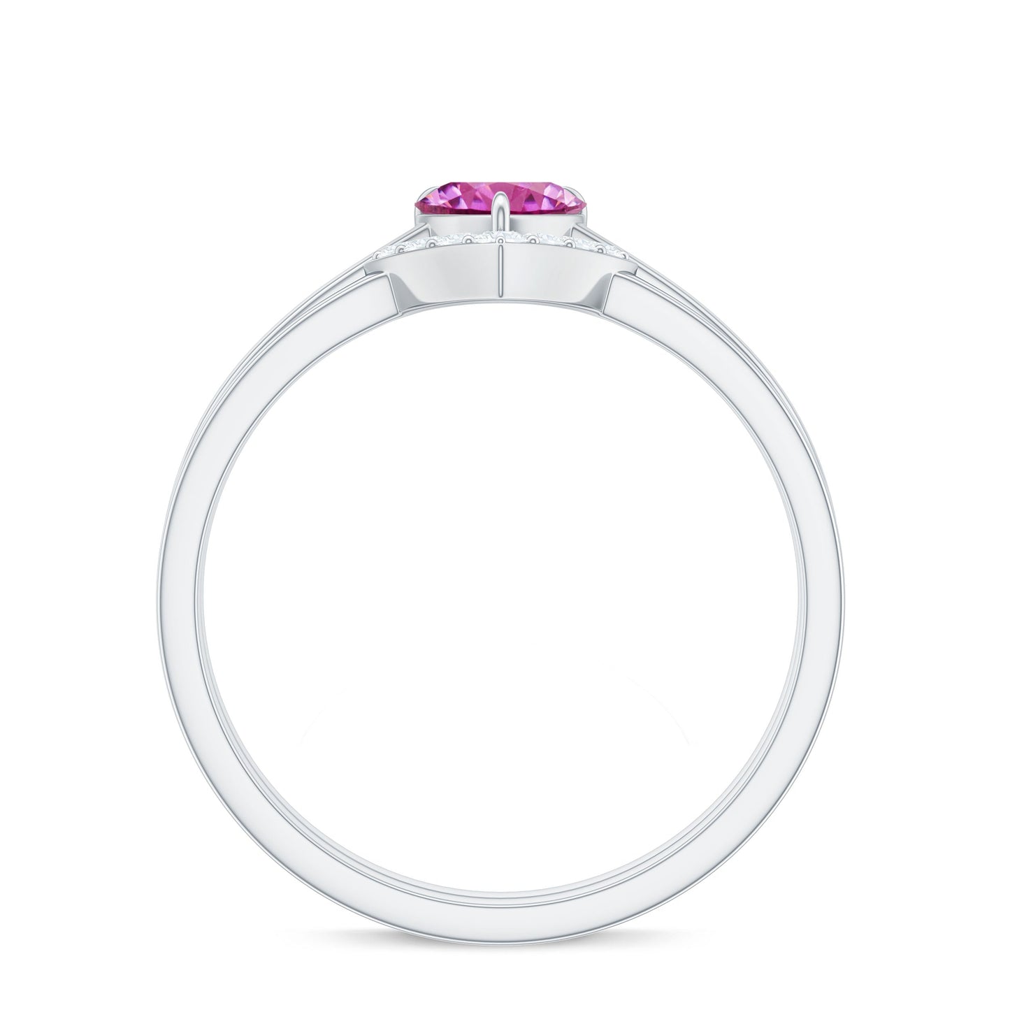 Pink Tourmaline Heart Ring Set with Diamond