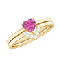 Pink Tourmaline Heart Ring Set with Diamond