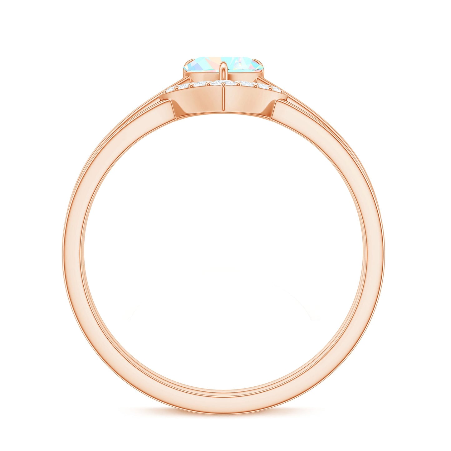 Ethiopian Opal Heart Engagement Ring with Diamond Wedding Band