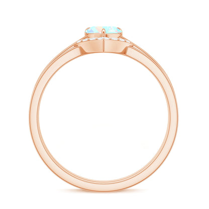 Ethiopian Opal Heart Engagement Ring with Diamond Wedding Band