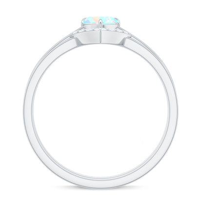 Ethiopian Opal Heart Engagement Ring with Diamond Wedding Band