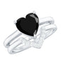 Heart Shaped Black Onyx Engagement Ring with Diamond Enhancer
