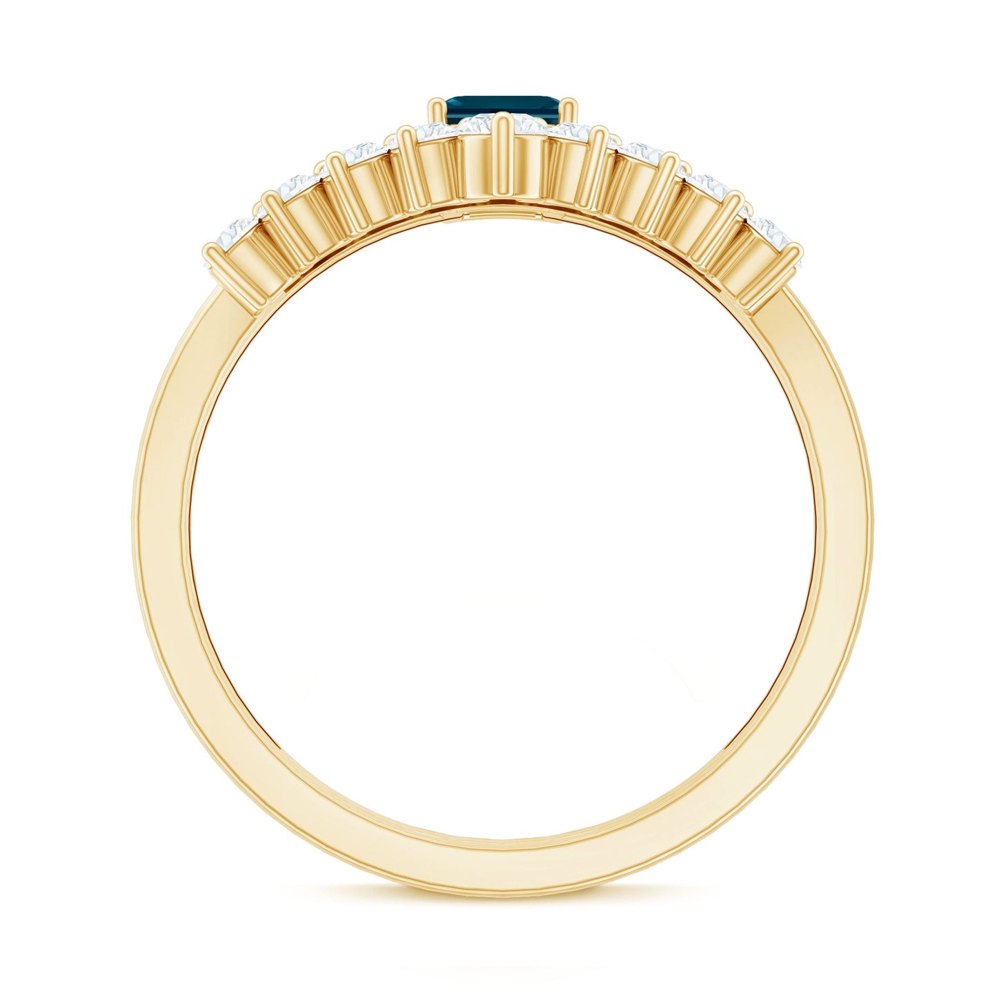 London Blue Topaz Engagement Ring with Diamond Wedding Band