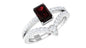 Real 0.7 Carat Garnet Diamond Emerald Cut Wedding Bridal Ring Set of 2