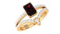 Real 0.7 Carat Garnet Diamond Emerald Cut Wedding Bridal Ring Set of 2