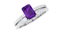 Certified Real 1.4 Carat Emerald Cut Amethyst Wedding Bridal Ring Set with Diamond