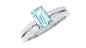 Natural 0.6 Carat Aquamarine and Diamond Emerald Cut Bridal Ring Set