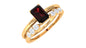 Certified Natural Garnet Diamond Emerald Cut Wedding Bridal Ring Set