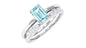 Solitaire 0.6 Carat Aquamarine and Diamond Emerald Cut Stackable Ring Set