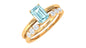 Solitaire 0.6 Carat Aquamarine and Diamond Emerald Cut Stackable Ring Set