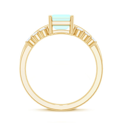 2 Carat Emerald Cut Ethiopian Opal Solitaire Ring Set with Diamond Enhancer