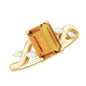Natural 1.8 Carat Citrine Emerald Cut Engagement Ring with Diamond