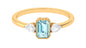 0.6 Carat Natural Aquamarine and Diamond 3 Stone Engagement Ring with Certificate