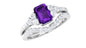 Genuine 1.4 Carat Emerald Cut Amethyst Wedding Ring Set with Diamond