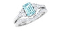 Genuine Aquamarine and Diamond Emerald Cut Wedding Ring Set with Certificate
