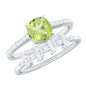 Certified Real 2 Carat Cushion Cut Peridot Engagement Ring with Diamond Enhancer