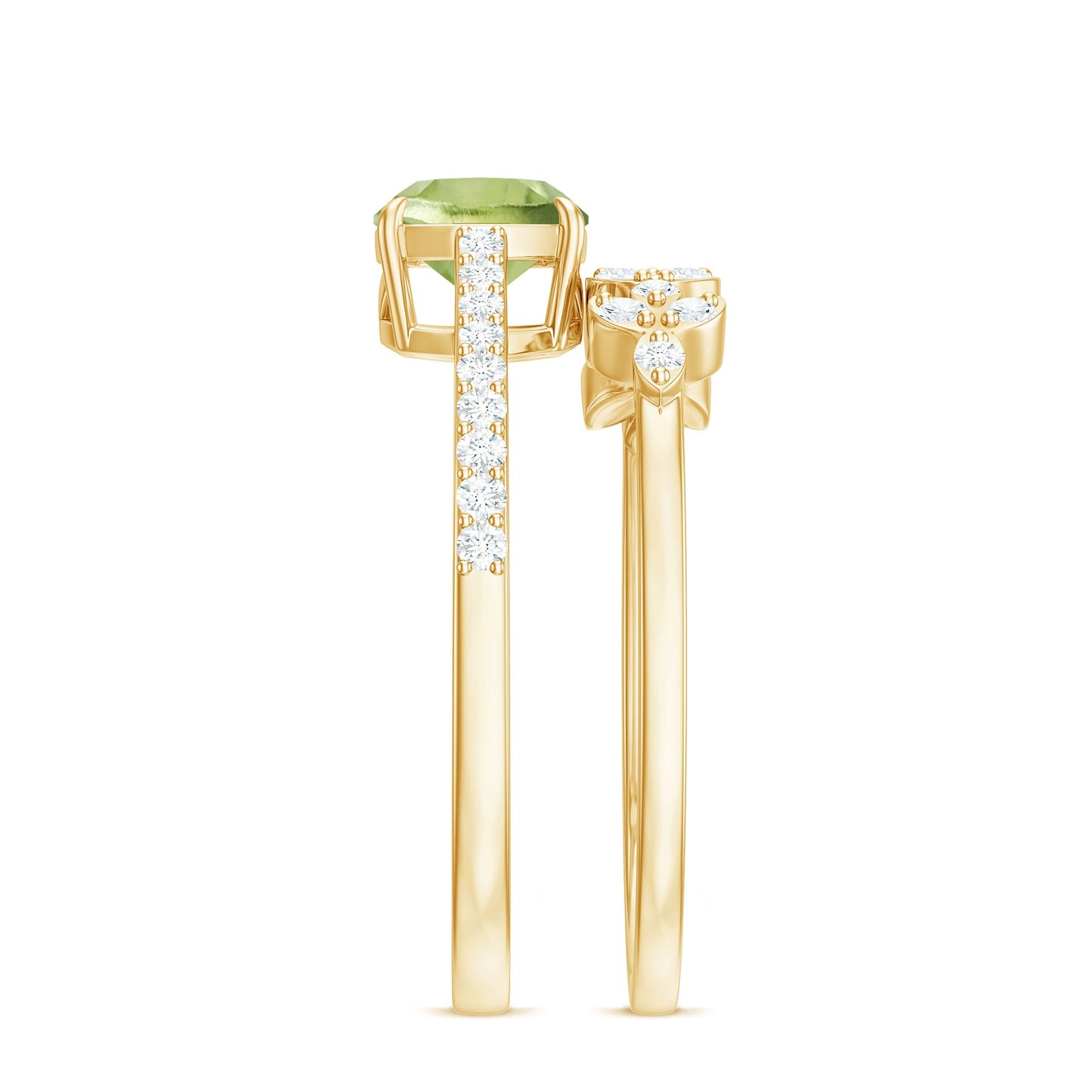 Certified Real 2 Carat Cushion Cut Peridot Engagement Ring with Diamond Enhancer