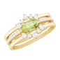 0.7 Carat East West Style Peridot 3 Piece Bridal Ring Set with Diamond