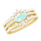 Certified Real Ethiopian Opal Diamond Wedding Bridal Ring Set of 3