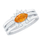 Marquise Shape Fire Opal Ring Set with Diamond
