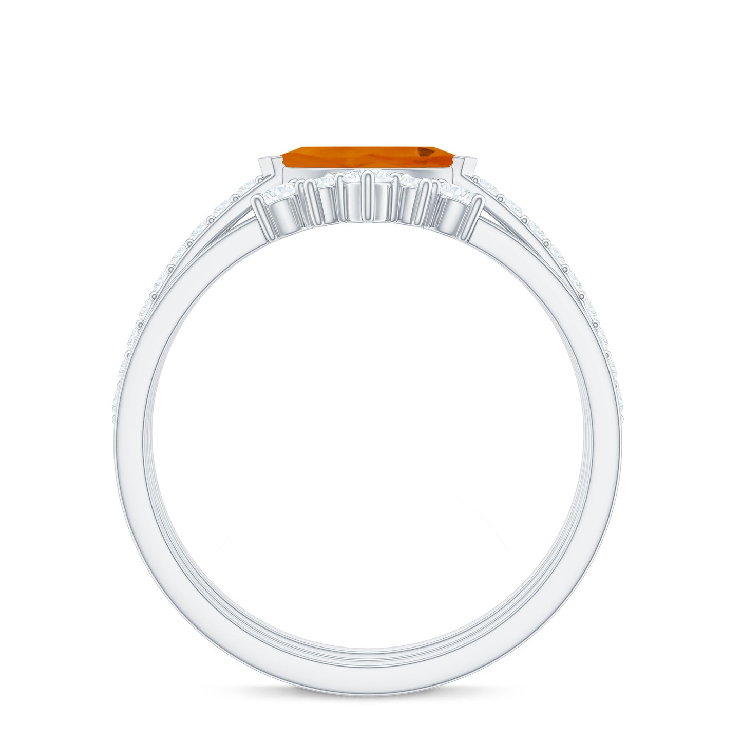 Marquise Shape Fire Opal Ring Set with Diamond