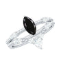 Natural Black Spinel Wedding Engagement Ring Set with Moissanite