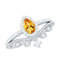 Certified Citrine and Diamond Teardrop Engagement Ring with Enhancer