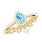 Vintage Looking Aquamarine and Diamond Teardrop Wedding Ring Set for Women