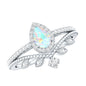 Vintage Inspired Ethiopian Opal Diamond Designer Bridal Ring Set