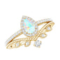 Vintage Inspired Ethiopian Opal Diamond Designer Bridal Ring Set