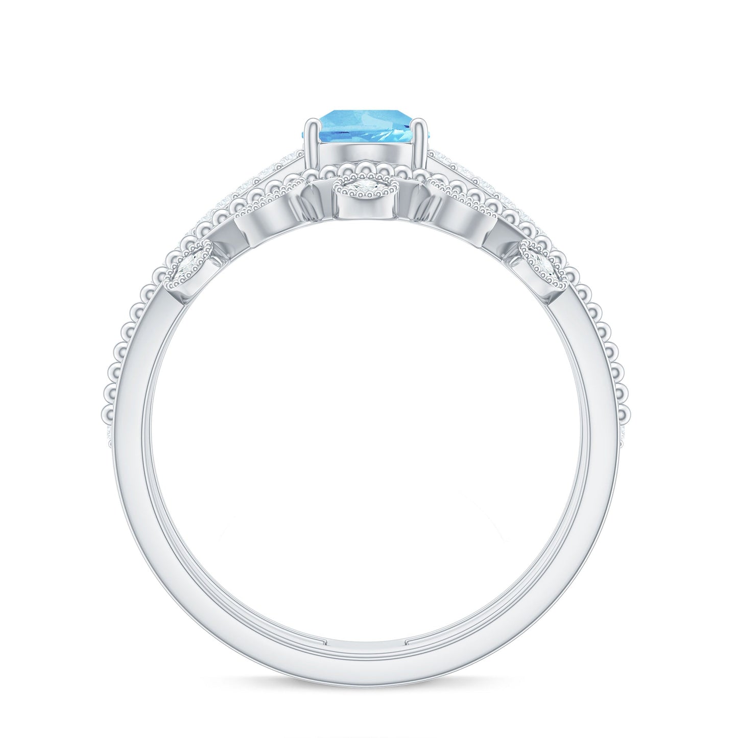 1 Carat Aquamarine and Diamond Teardrop Engagement Ring with Enhancer