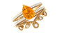 Pear Cut Fire Opal and Diamond Vintage Engagement Ring with Wedding Band Set