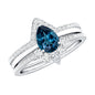 Pear Shape London Blue Topaz and Diamond Trio Ring Set