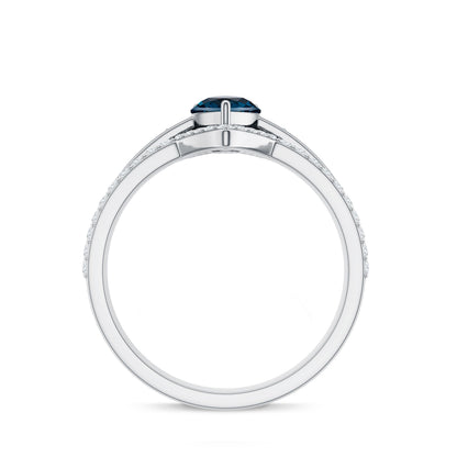 Pear Shape London Blue Topaz and Diamond Trio Ring Set
