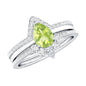 Certified Real 1 Carat Peridot Trio Wedding Ring Set with Moissanite