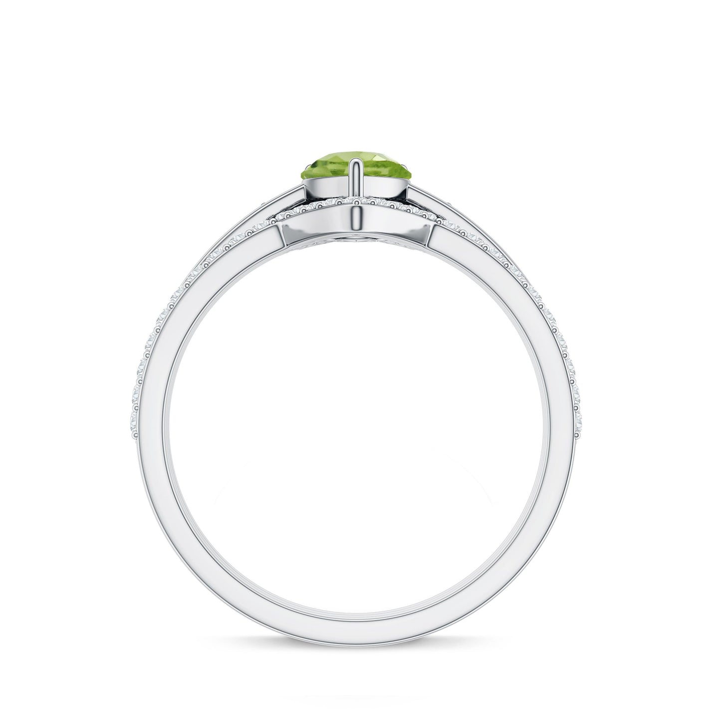 Certified Real 1 Carat Peridot Trio Wedding Ring Set with Moissanite