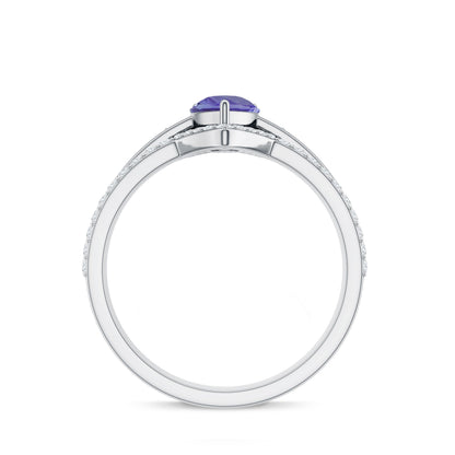 0.8 Carat Natural Tanzanite Diamond 3 Piece Wedding Ring Set