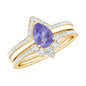 0.8 Carat Natural Tanzanite Diamond 3 Piece Wedding Ring Set