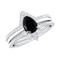 1 Carat Pear Shaped Black Onyx Engagement Ring With Ring Guards