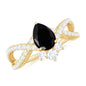 1 Carat Pear Shaped Black Onyx Designer Engagement Ring with Diamond