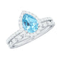 Genuine 1 Carat Aquamarine Bridal Ring Set with Diamond