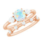 Cushion Cut Real Ethiopian Opal Wedding Ring Set with Diamond