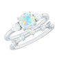 Cushion Cut Real Ethiopian Opal Wedding Ring Set with Diamond