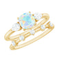 Cushion Cut Real Ethiopian Opal Wedding Ring Set with Diamond
