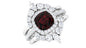 Natural 3.2 Carat Cushion Cut Garnet Statement Bridal Ring Set