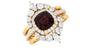 Natural 3.2 Carat Cushion Cut Garnet Statement Bridal Ring Set