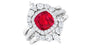 2 Carat Certified Lab Grown Ruby 3 Piece Bridal Ring Set with Moissanite